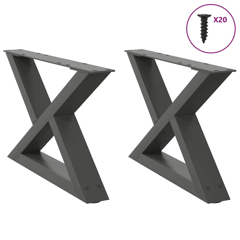 Set di 2 gambe per tavolino moderno con piedini regolabili 50 x 30 cm acciaio antracite 02_0056972