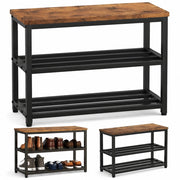 Scapino per scarpe con seduta, ripiano ampio, stile industriale/loft/retrò, in legno, 60 cm