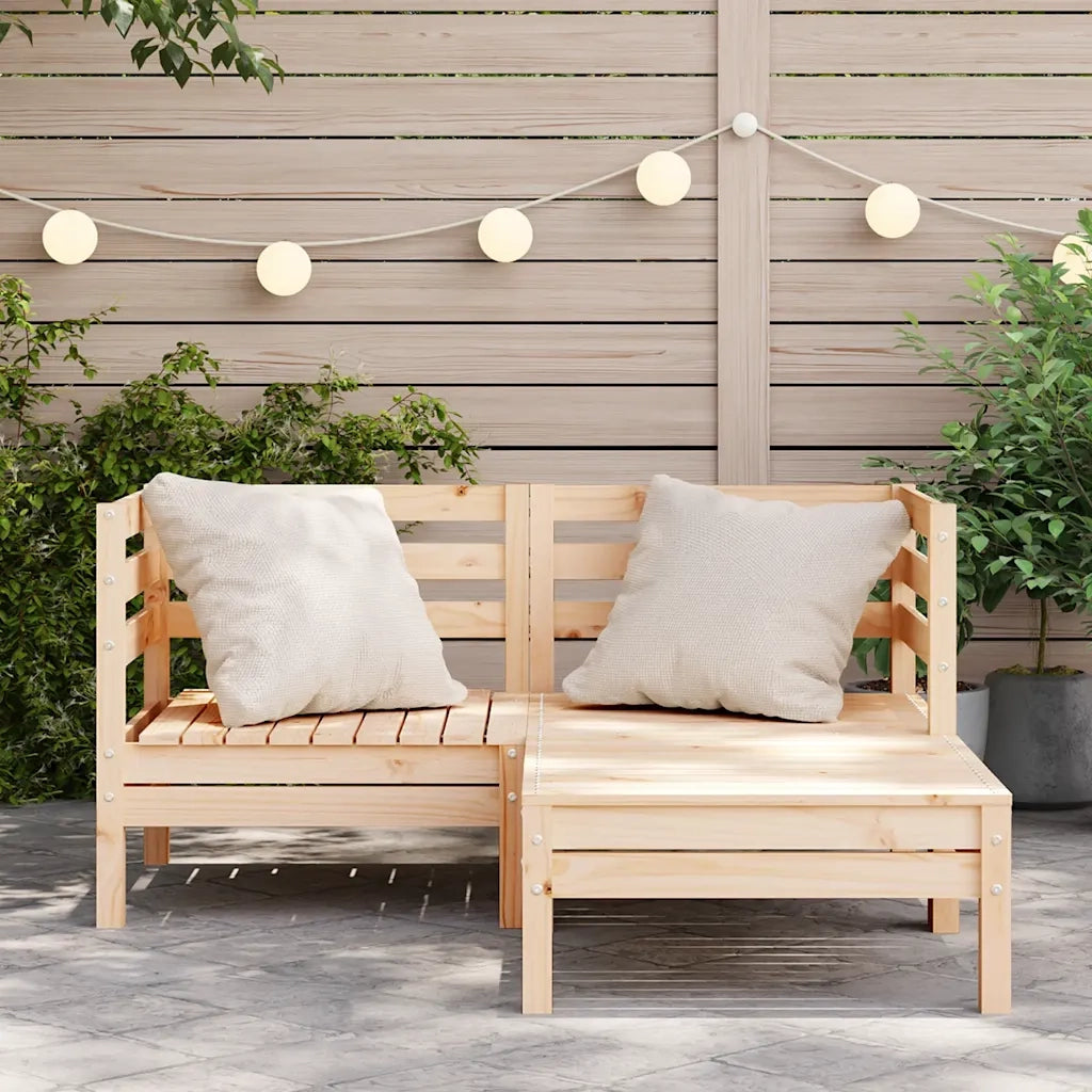 Divano da Giardino 2 Posti con Poggiapiedi-Sofa da Giardino-Divano da esterno Legno Massello Pino