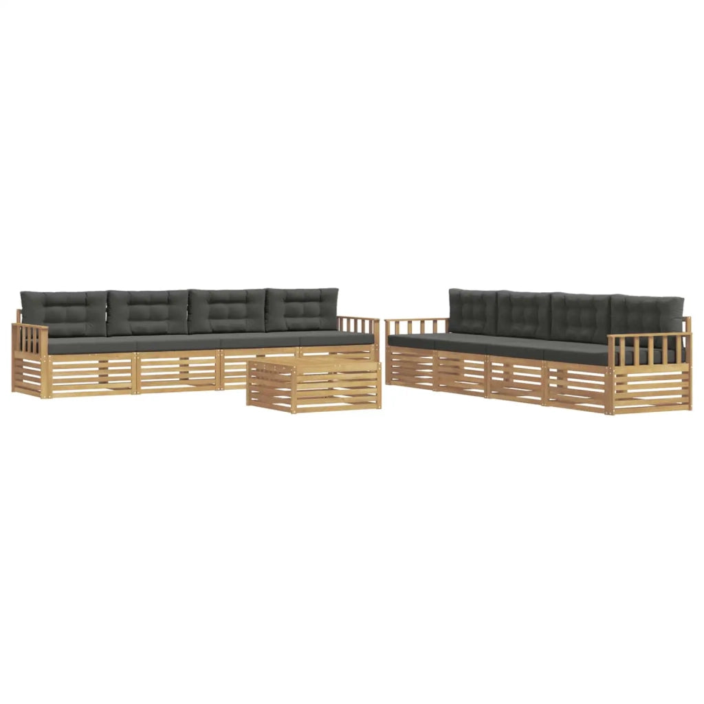 Set di divani da esterno 9 pz Bianco e Antracite Poliestere 3390237