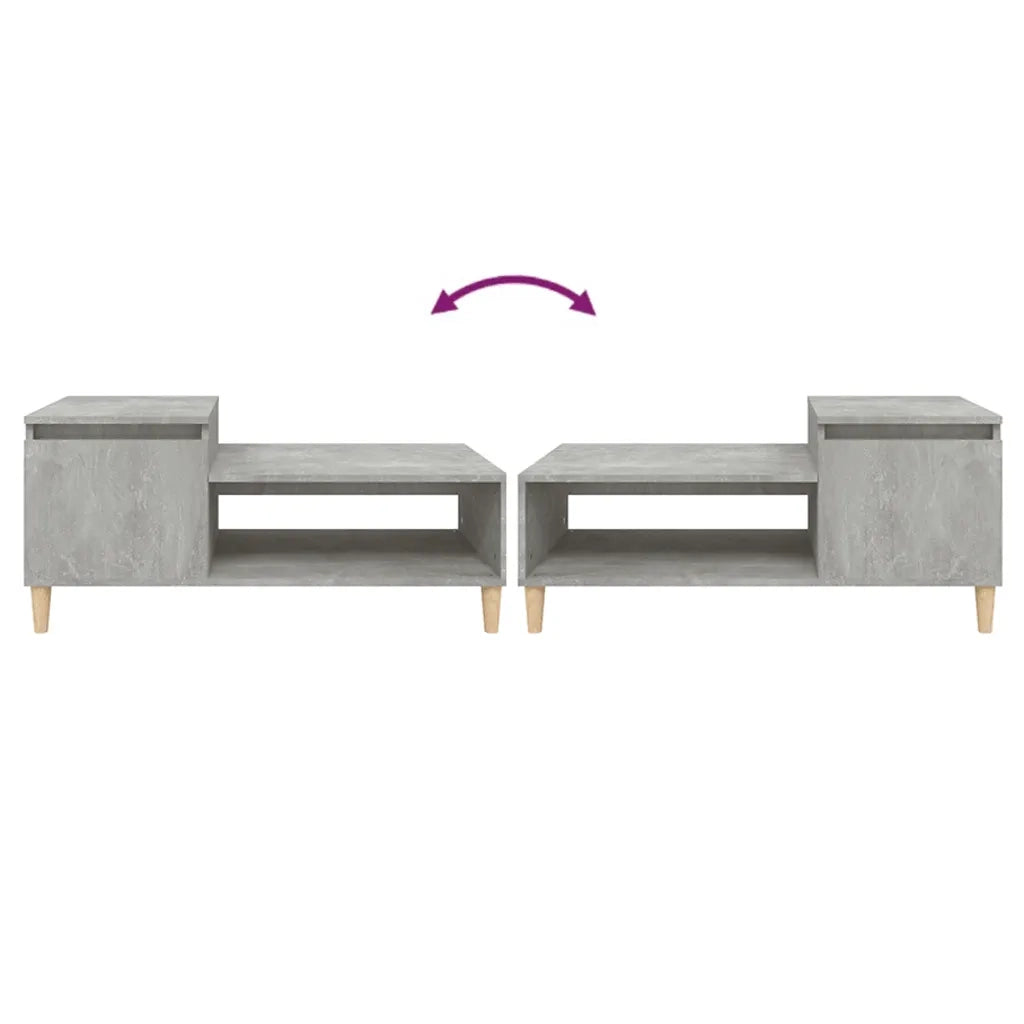 Tavolino Salotto Grigio Cemento 100x50x45 cm Legno Multistrato 821128