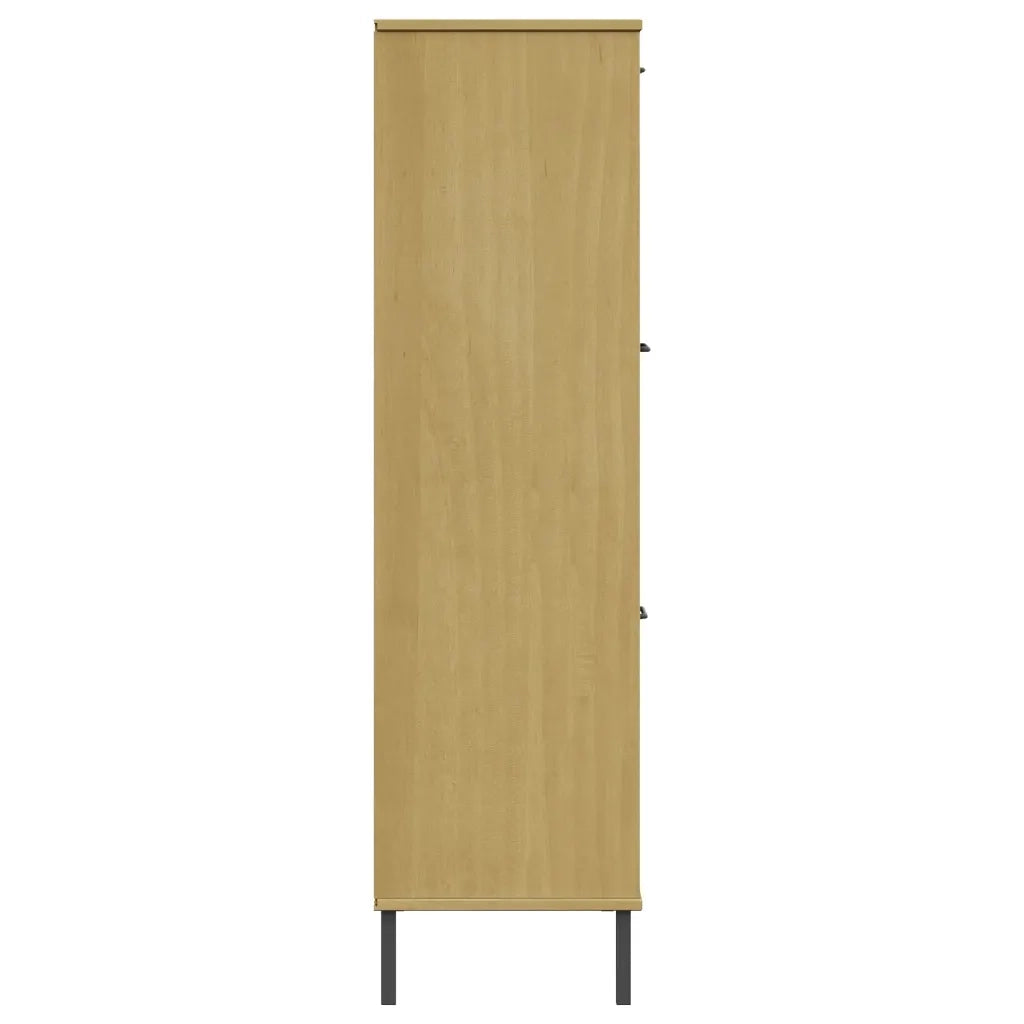 Libreria con Gambe-Scaffale per Libri-Mobile di Stoccaggio Metallo Marrone 90x35x128,5 cm Massello OSLO
