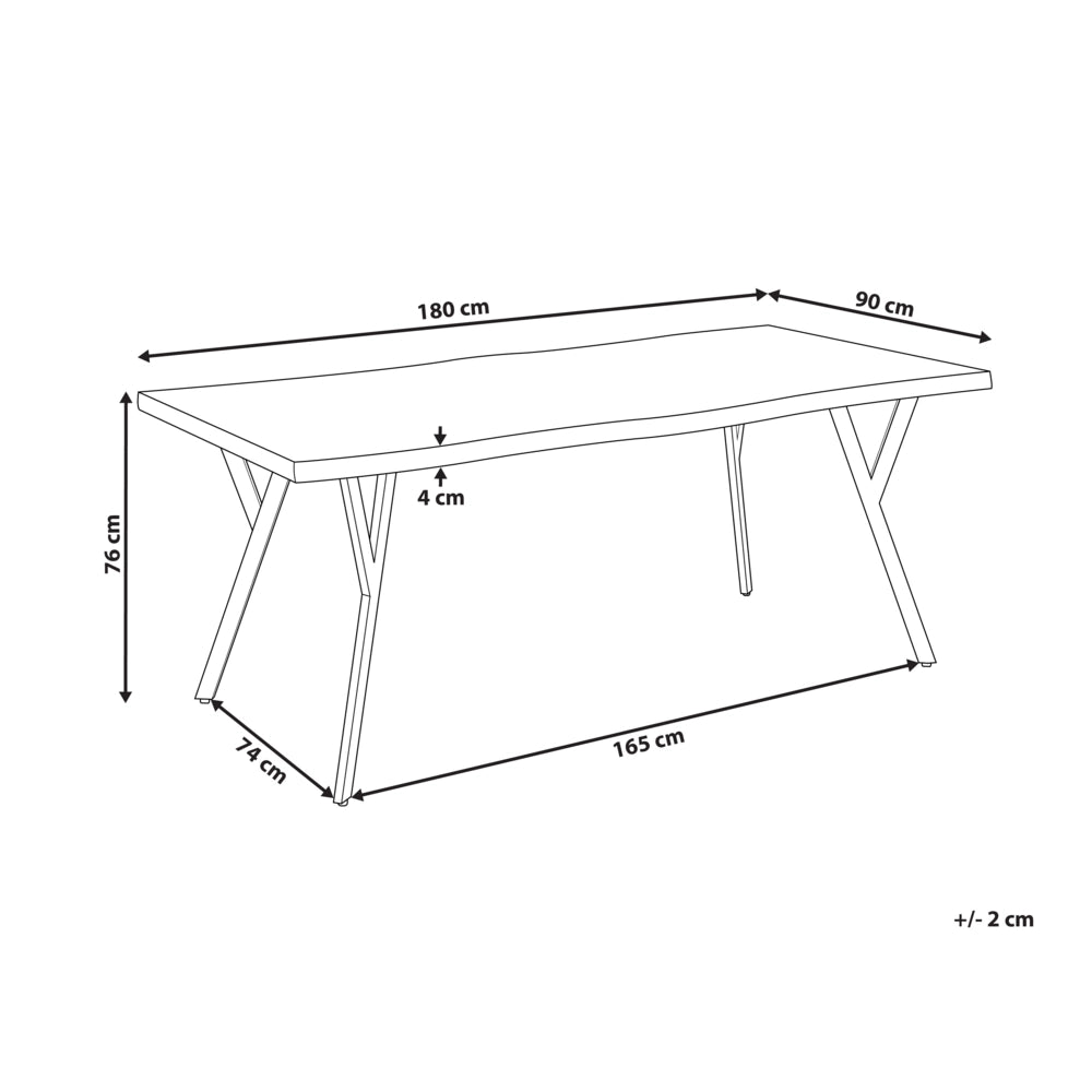Tavolo da cucina in legno chiaro rettangolare moderno con piano in MDF e gambe in acciaio 180 x 90 cm 4 posti da cucina