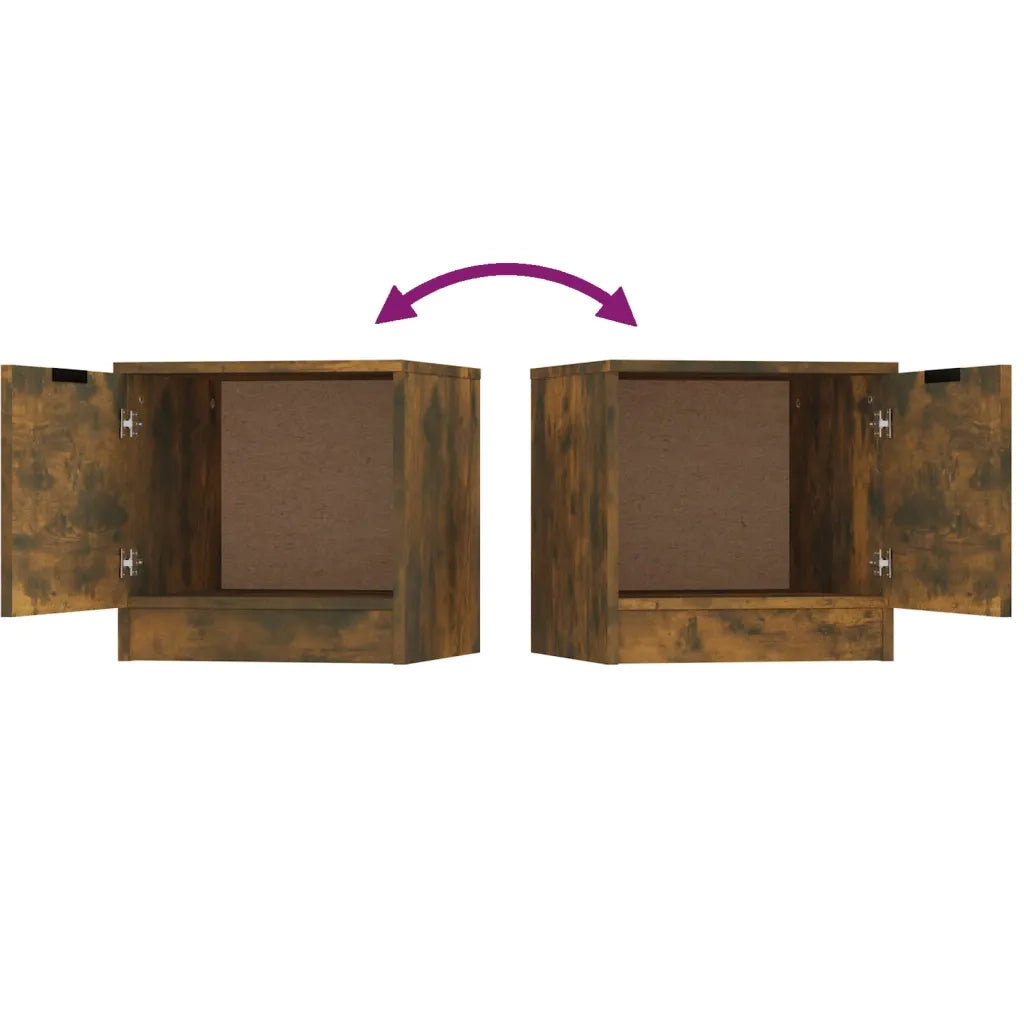 Set di 2 Comodini | Armadio da Notte | Mobiletto da notte Rovere Fumo 40x39x40 cm