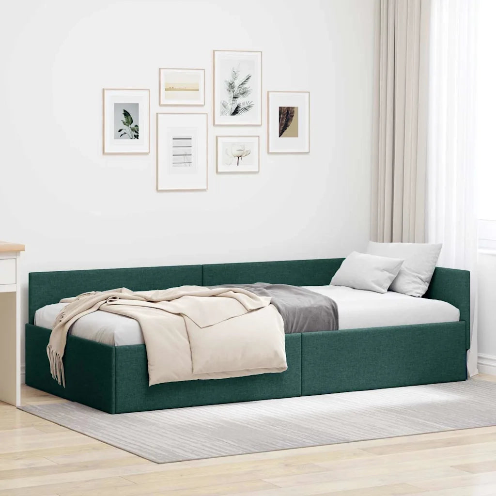 vidaXL Cornice del letto ad angolo Verde scuro 80 x 200 cm