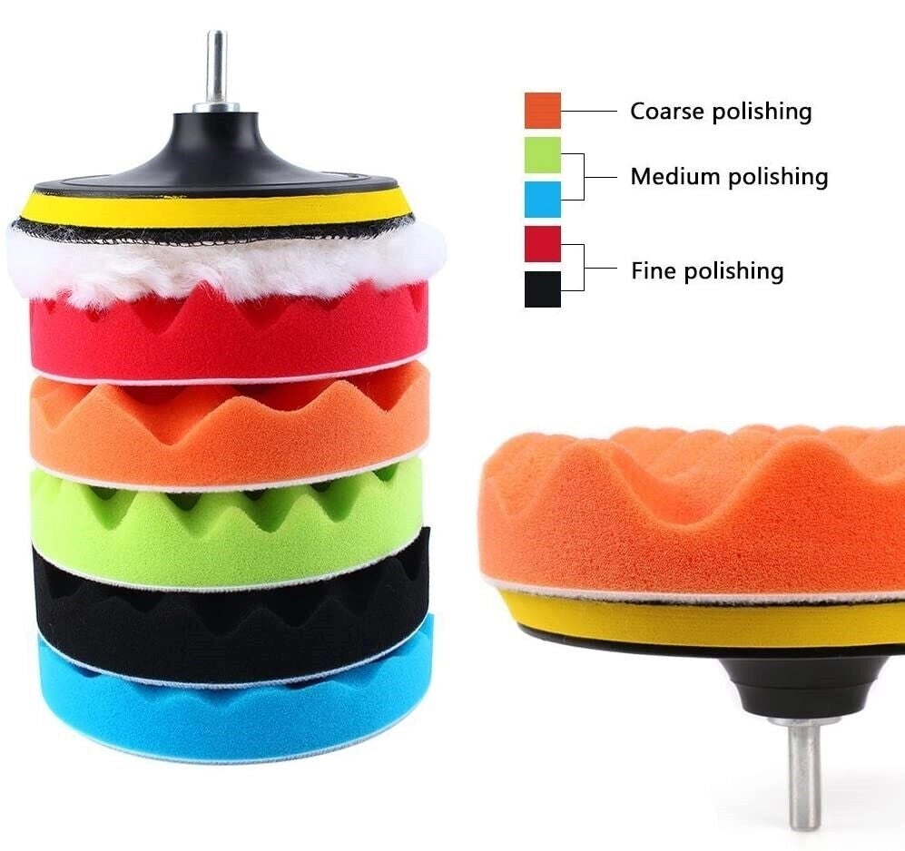 Kit 10 pz Spugna Lucidante Ceratura + adattatore per trapano lucidatrice 150mm