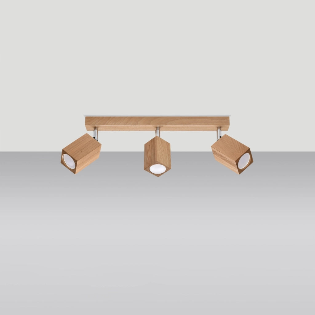 Lampada da soffitto Keke in legno di quercia 3x GU10 LED Max 10W stile scandinavo