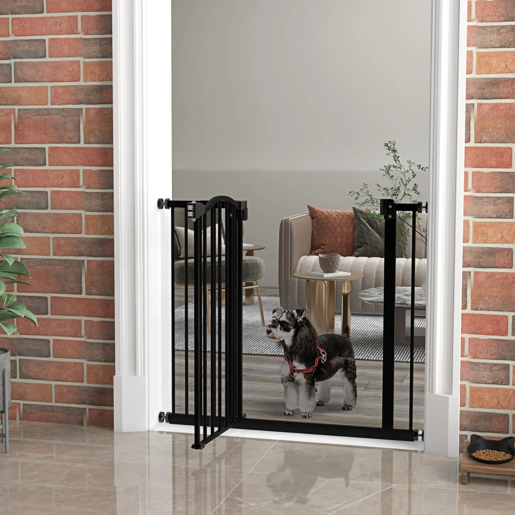 Cancelletto di Sicurezza per Cani 74-94 cm ¨C Xylo ¨C Montaggio a Pressione Doppio Blocco Nero