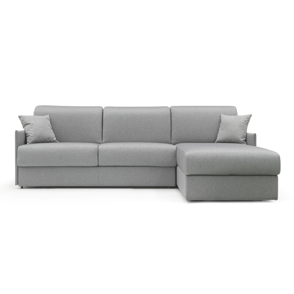 Evans Divano letto angolare con penisola in morbido tessuto impermeabile T13 252 cm Destro (mat. 140x197)  grigio