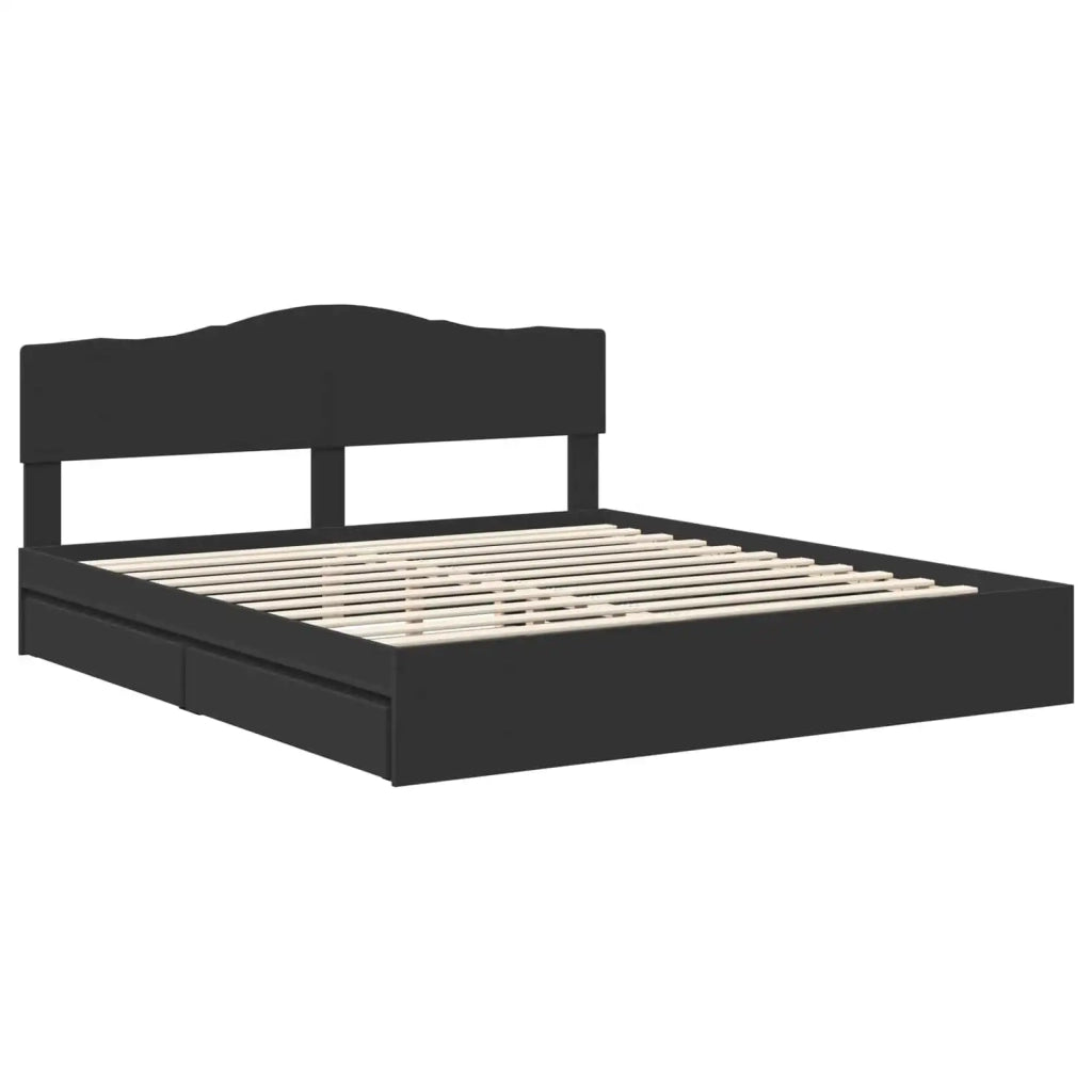Letto con Contenitore Nero 200 x 200 cm Legno multistrato 3413062