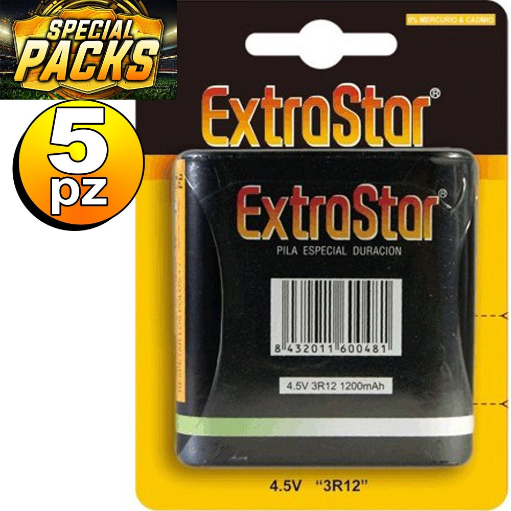 Trade Shop - Set 5 Pezzi Batteria Pila Batteria Zinco Carbone 4,5v 4.5v 3lr12 Piatta Alcalina -