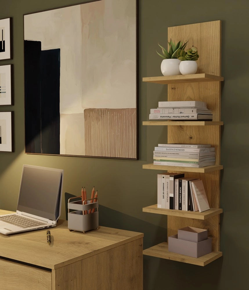Scaffale sospeso R5P 5 ripiani per libri per ufficio soggiorno camera dziecka rovere artisan