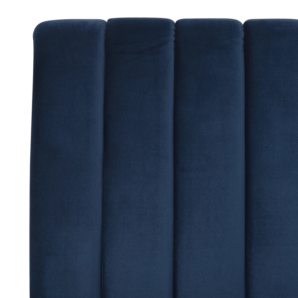 Letto imbottito velluto blu scuro e oro rete a doghe testiera alta 180 x 200 cm testata alta design retrò