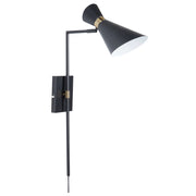 Lampada da parete con paralume metallico regolabile nero camera da letto ufficio soggiorno