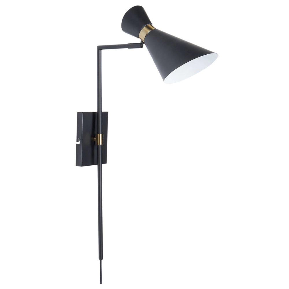 Lampada da parete con paralume metallico regolabile nero camera da letto ufficio soggiorno