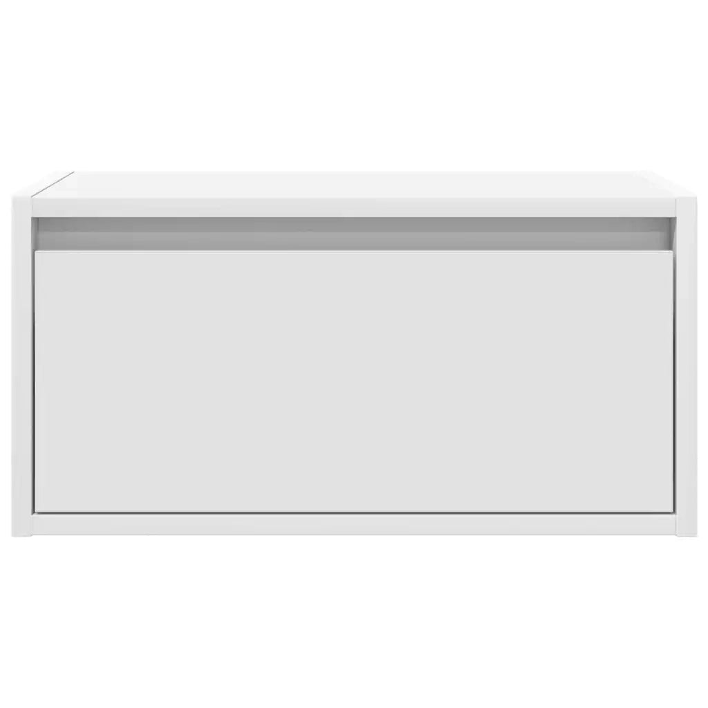 Comodino a Parete con Luci LED-Tavolino da notte sospeso Bianco 397315