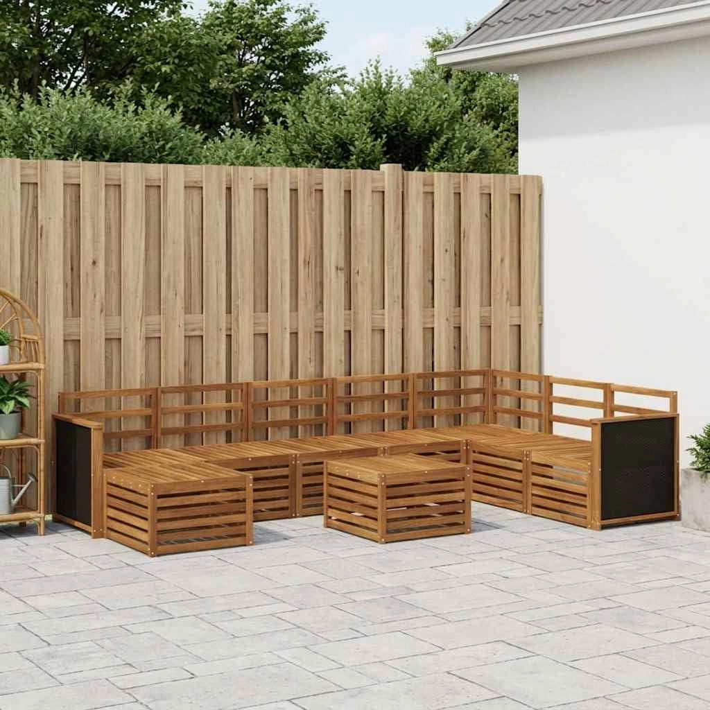 Set di divani da esterno 7 pz Naturale Legno di Acacia Massello 3384730
