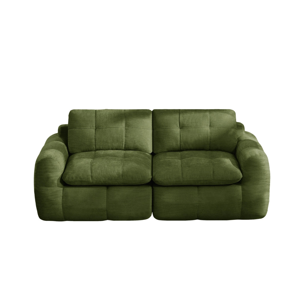 Divano modulare 2 posti 194x97 cm in ciniglia verde HOMVRA