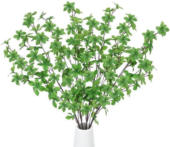 Quattro Enkianthus kunstplanten con steli da 86 cm decorazioni per giardino casa vaschetta decorativa con rami e foglie verdi per decorazione di casa e giardino.