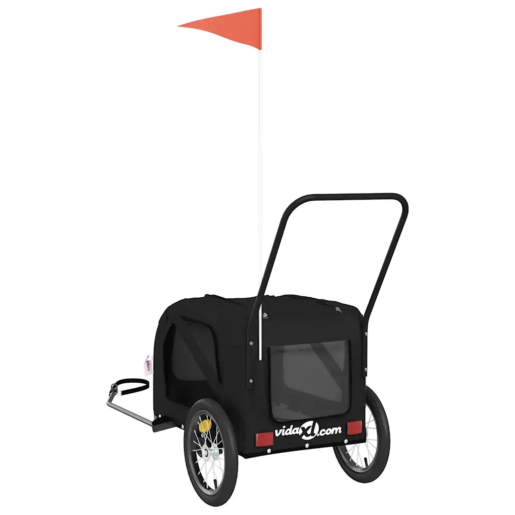 Rimorchio da Bici per Animali Nero Oxford e Ferro CFW1661630