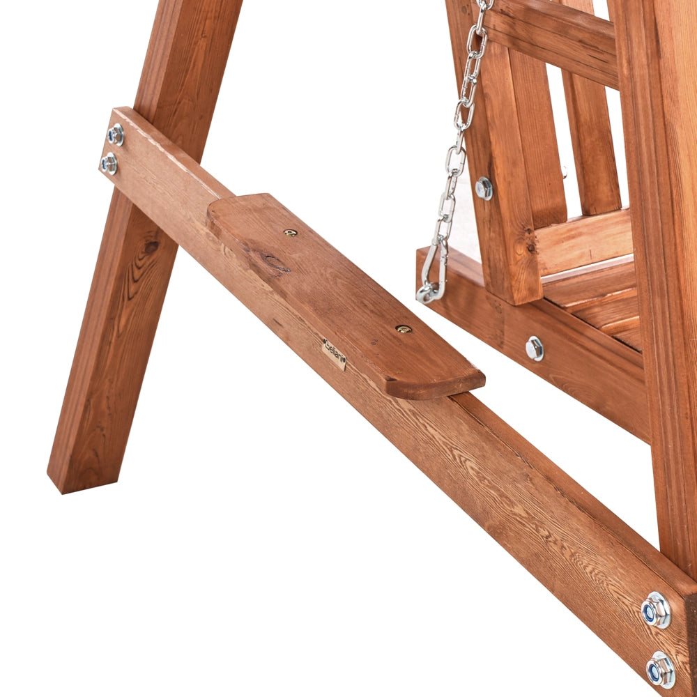 Dondolo da giardino marrone in legno di larice per patio in stile rustico indipendente