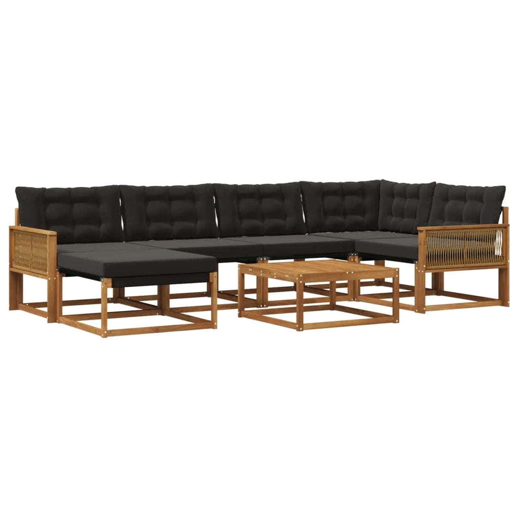 Set di divani da esterno con cuscino 7 pcs Naturale e Nero 3381556