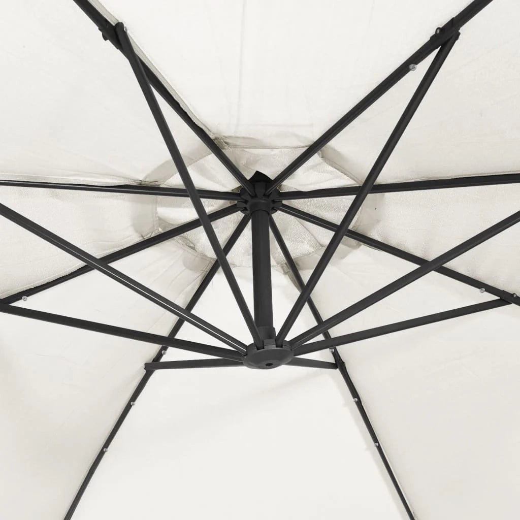 Ombrellone con illuminazione a LED 300 cm asta in metallo colore sabbia 02_0008143