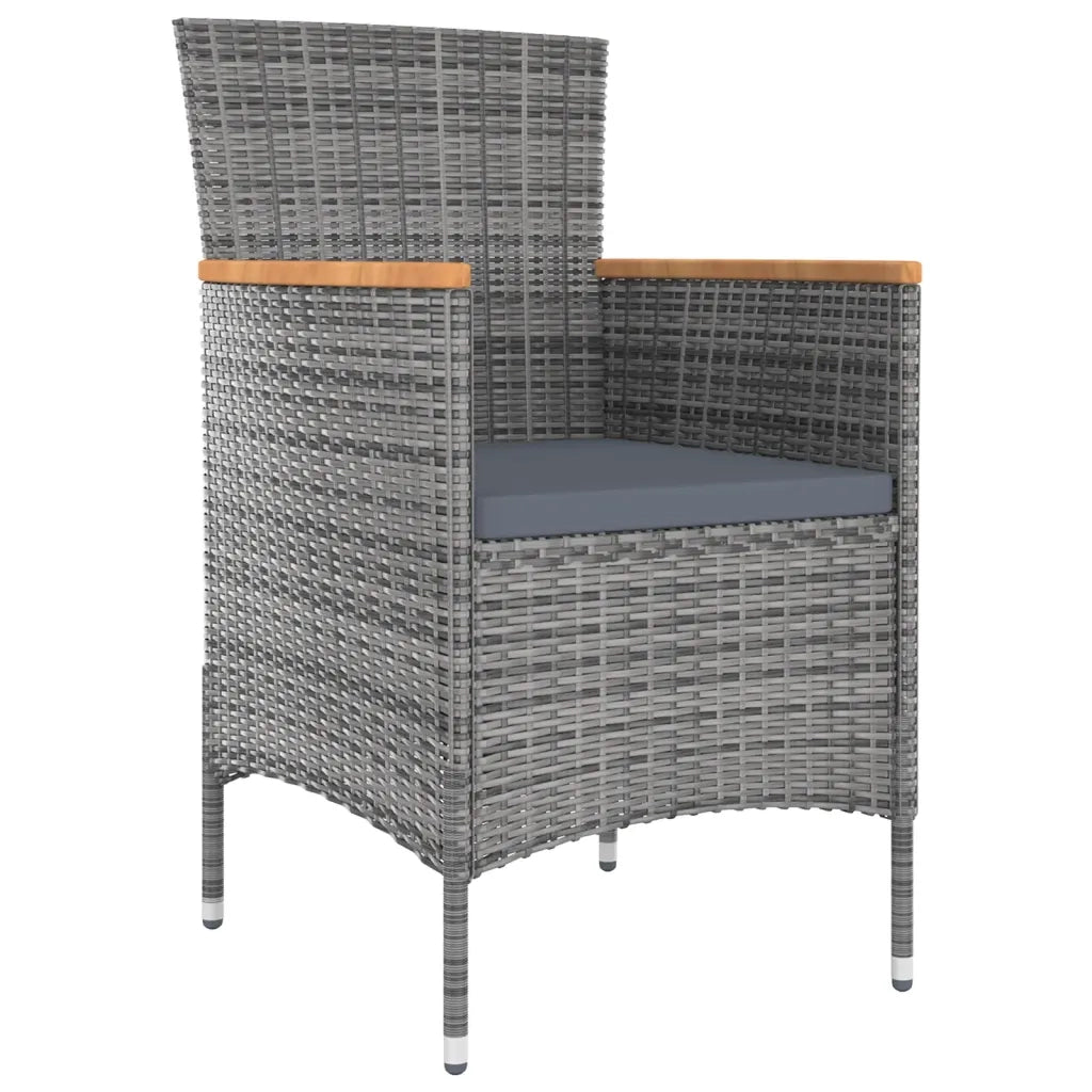 Set da Pranzo da Giardino 5 pz con Cuscini in Polyrattan Grigio cod mxl 42010