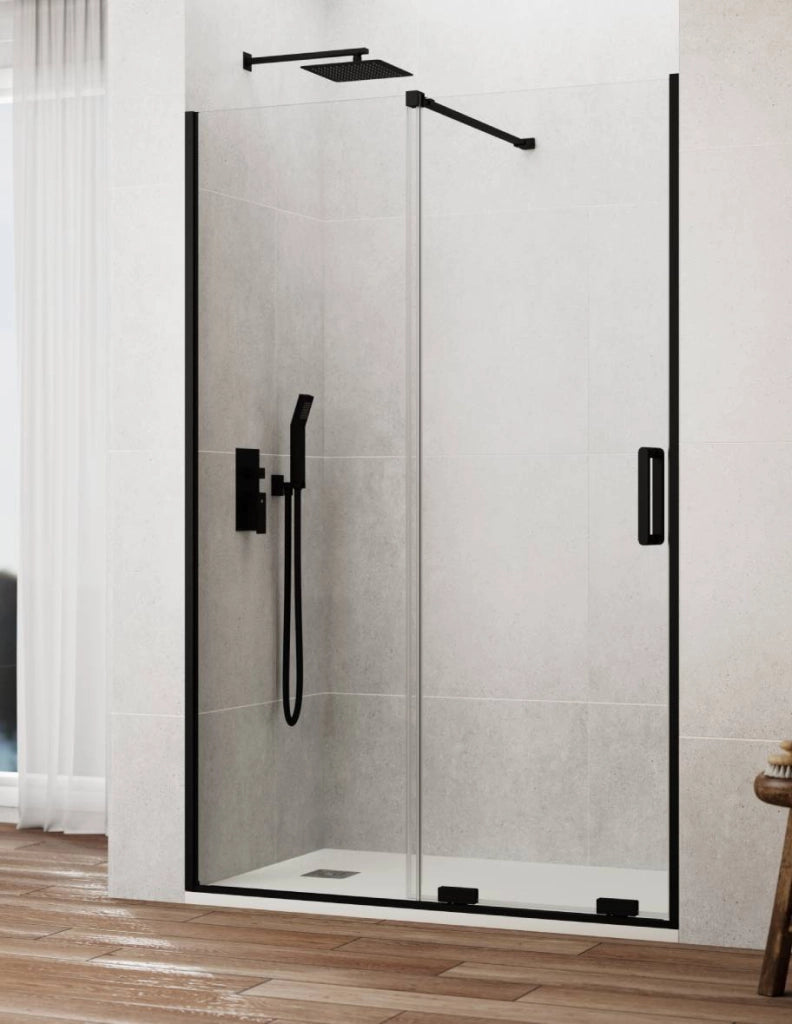 Porta doccia scorrevole 1+1 CIRENE (KENNA) 100 cm Profilo Nero Barra Perpendicolare