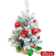 Trade Shop - Albero Di Natale Effetto Innevato Dim. 45 Cm Con Decori Rossi Pigne Neve -