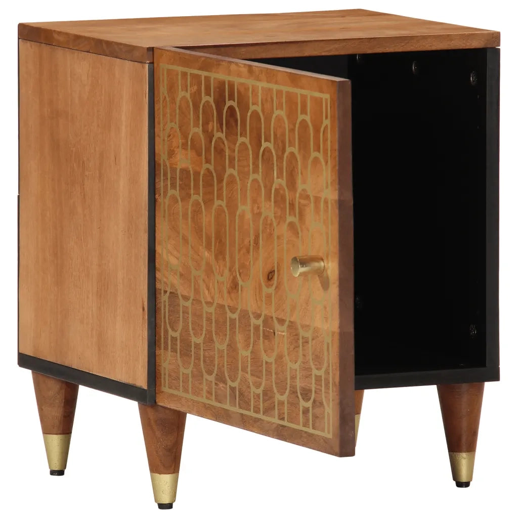 Set di 2 Comodini | Armadio da Notte | Mobiletto da notte 40x33x46 cm in Legno Massello di Mango