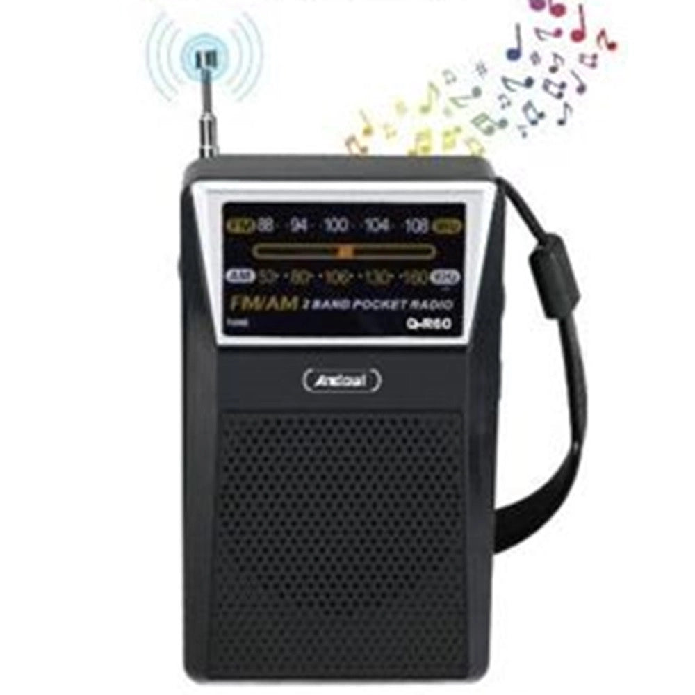 Trade Shop - Mini Radio Portatile Tascabile Funzioni Am/fm Q-r60 Antenna Telescopica Cinturino Da Polso -