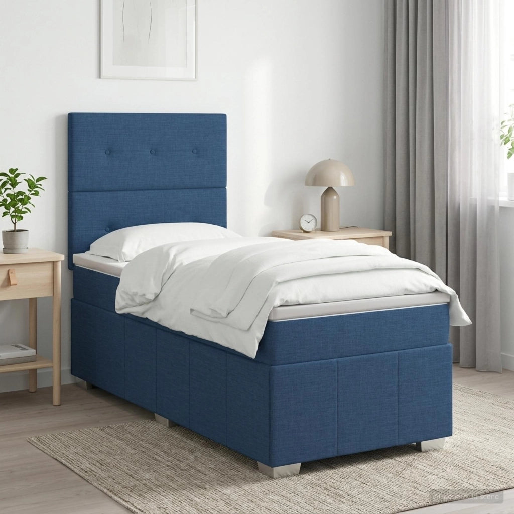 Letto box spring con materasso Blu 90 x 200 cm Tessuto 3454056