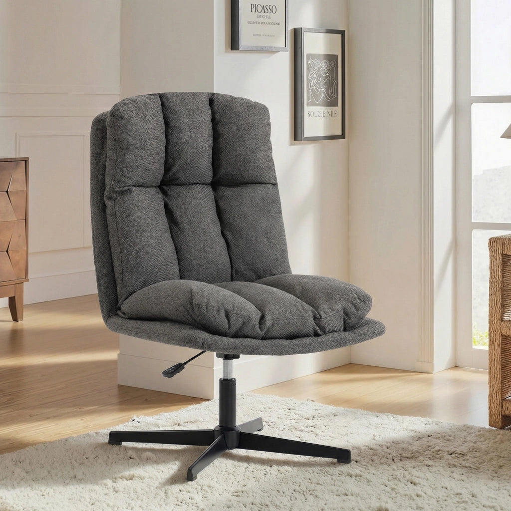 Poltrona girevole in tessuto ¨C zephmum ¨C Grigio scuro con gambe in metallo