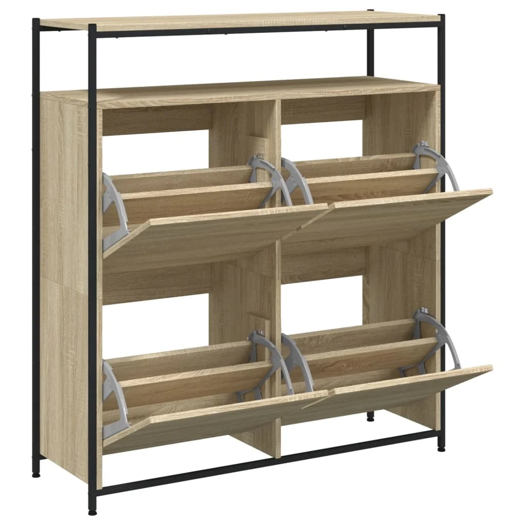 Scarpiera mobile contenitore per scarpe mobile per ingresso/corridoio/soggiorno 4 cassetti a ribalta marrone Sonoma 02_0021373