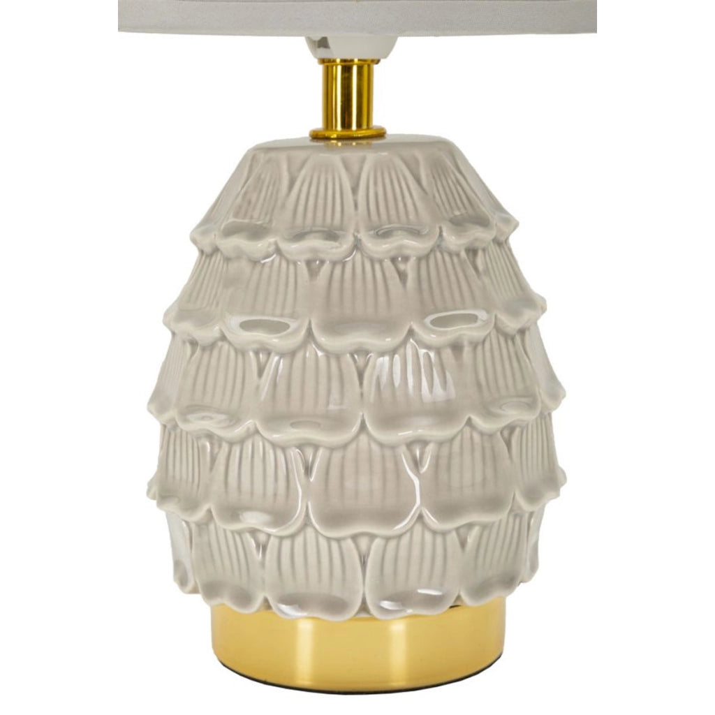 Lampada da Tavolo VKH97, Beige, Ceramica, 15x15x30,5 cm