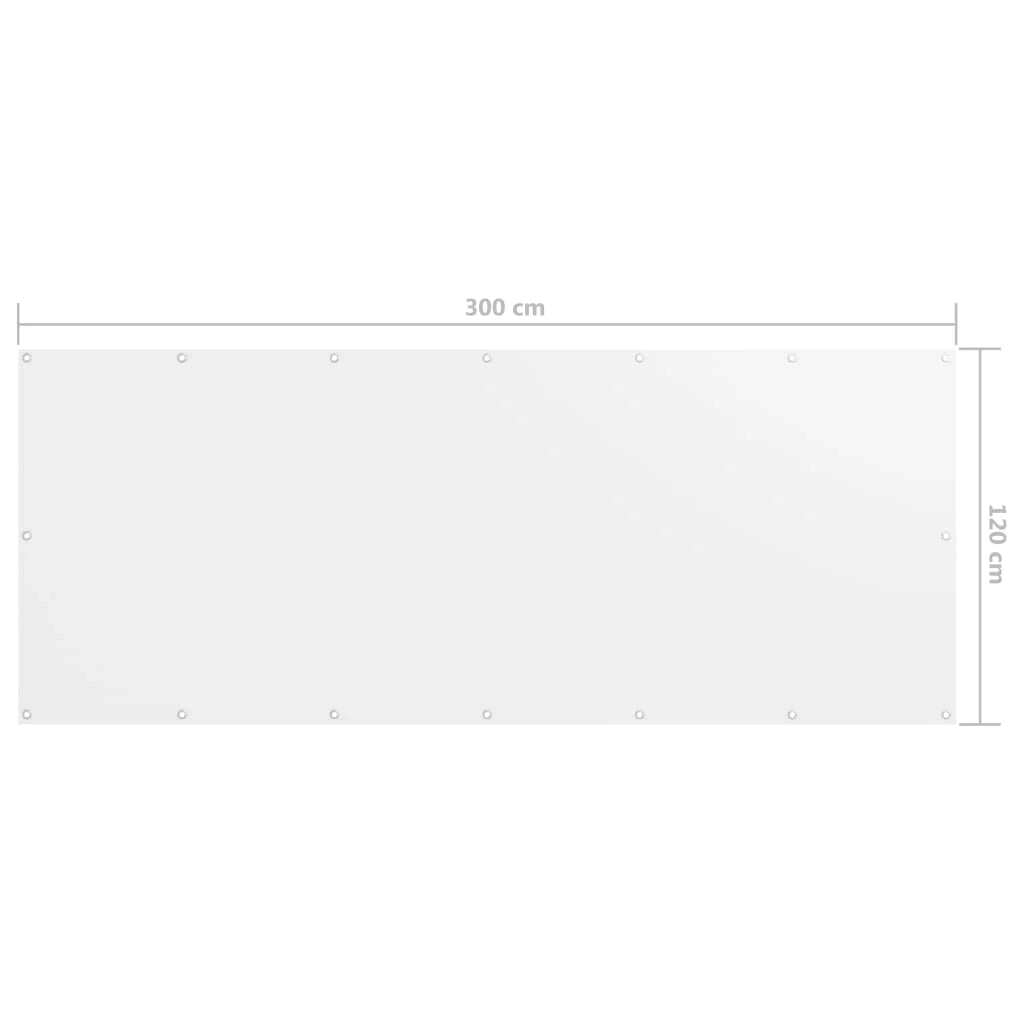 Schermo per balcone schermo per la privacy 120 x 300 cm tessuto Oxford bianco 02_0010041