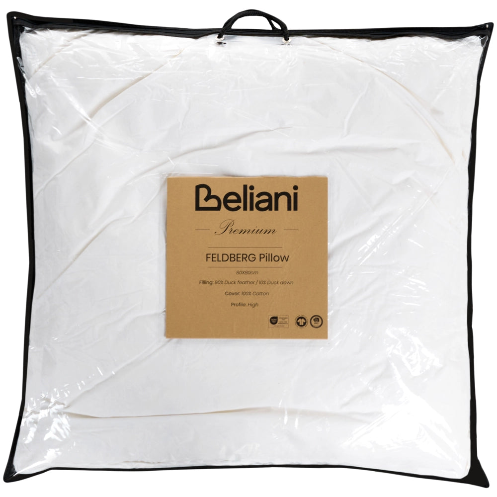 Cuscino da letto guanciale Cotone Bianco Piumino D'anatra e Piume 80 x 80 cm Alto Medio Morbido