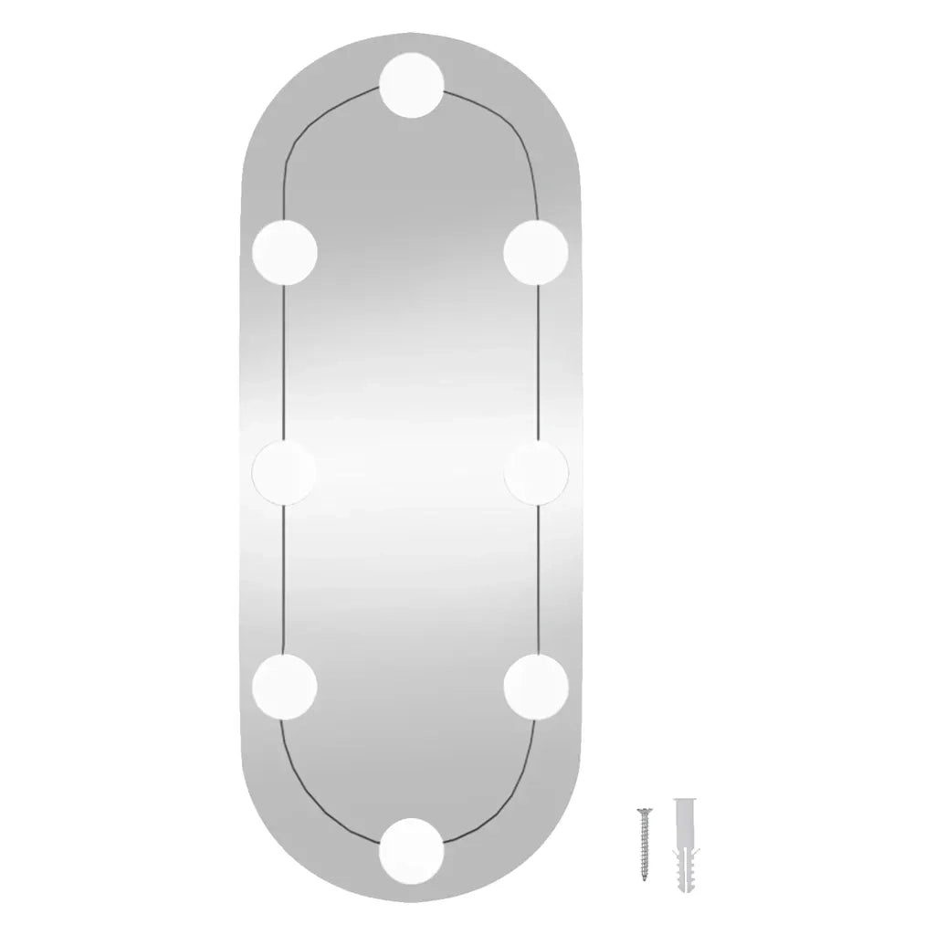 Specchio da Parete con Luci LED 20x50 cm Vetro Ovale 3189159