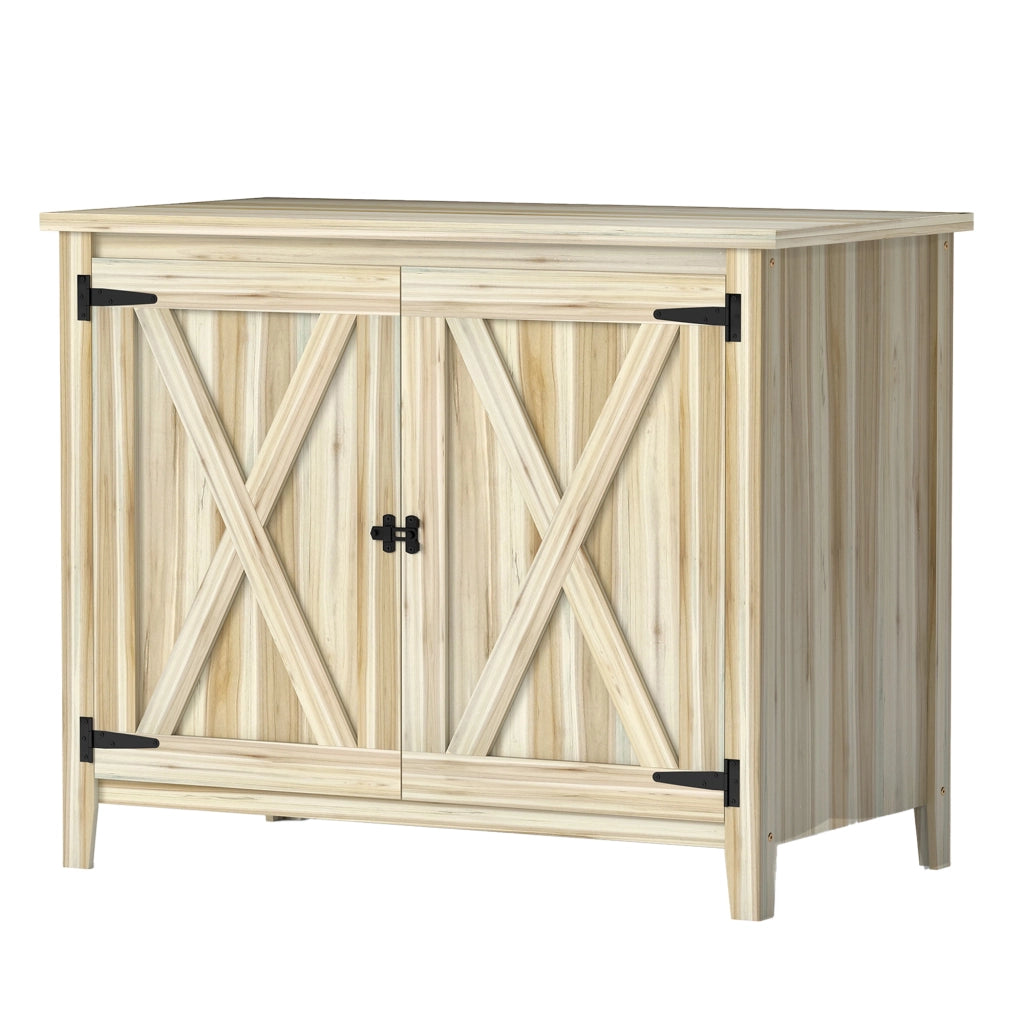 Armadio da giardino in legno con ripiani e doppia porta ¨C zephmum ¨C naturale 110x60x88.5 cm