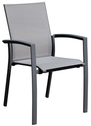 Sedia da Giardino con Braccioli in Alluminio e Textilene Antracite e Grigio Chiaro