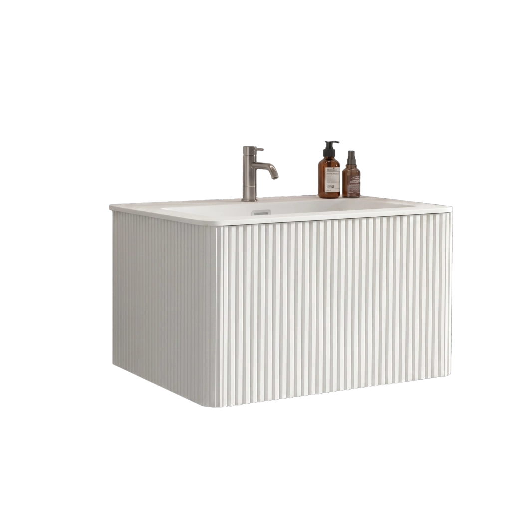 LAVABO CON MOBILE 80 cm Bianco MDF e Plywood