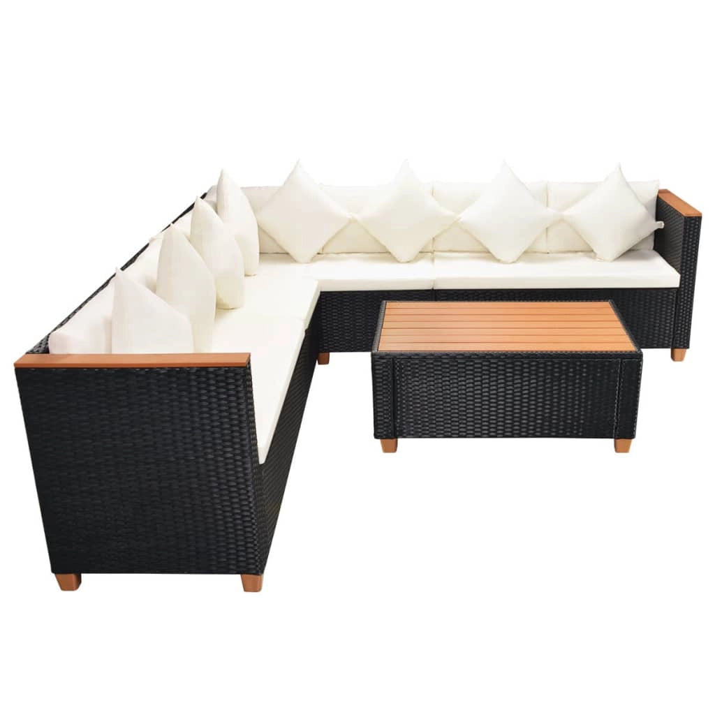Set di mobili da giardino mobili da esterno 5 pezzi con cuscini resina intrecciata nera 02_0016493