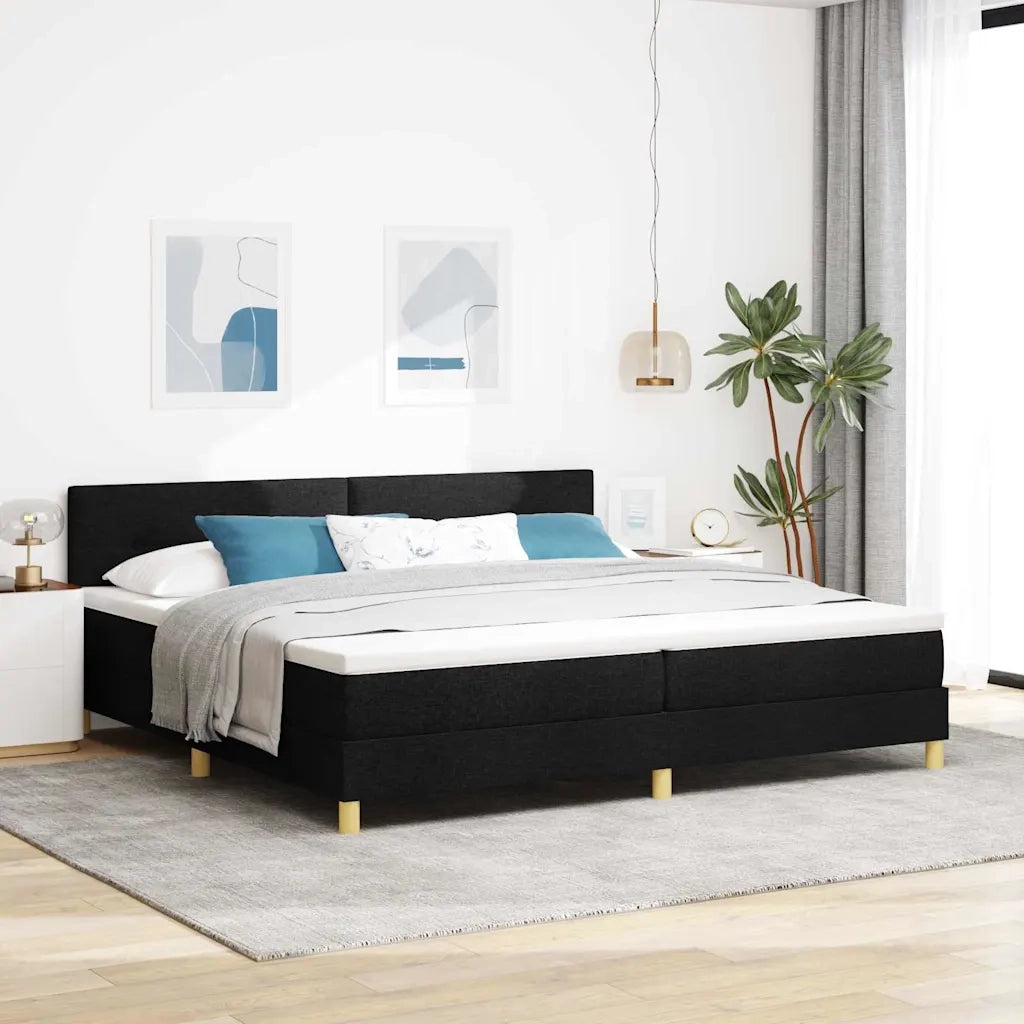 Letto a molle con cuscino Nero 200 x 200 cm Tessuto 3338946