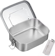 Bento Box RVS 1200ml con Divider Rimovibili, Contenitore di Cibo Infrangibile per Sandwich e Insalate, Ideale per Adulti e Bambini a Scuola