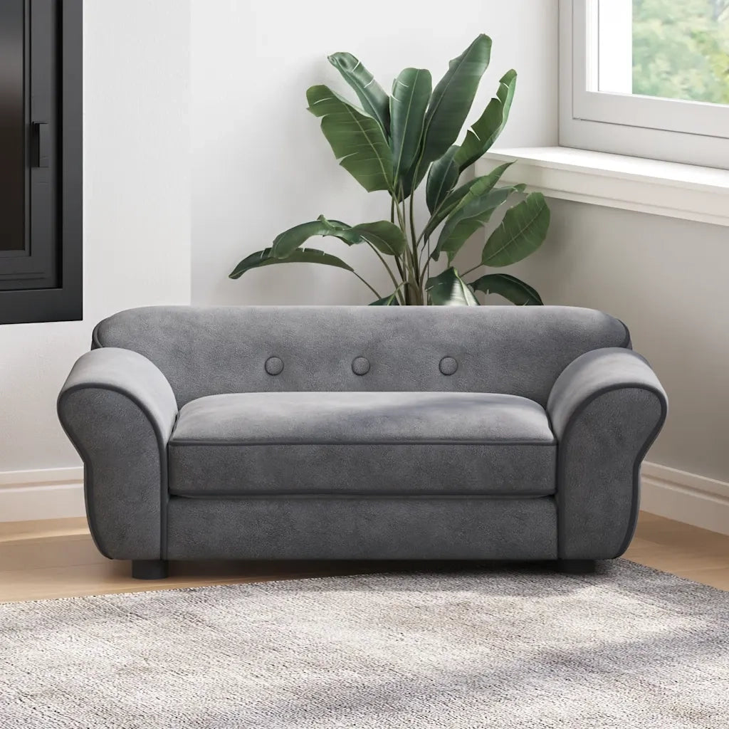 Divano per Cani Grigio Scuro 72x45x30 cm in Peluche 171039