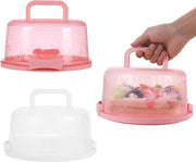 Taart e protezione, rotondo, 2 pezzi, contenitore da trasporto, taarta con manico, supporto per torta, materiale PP, supporto per torta, rosso e bianco, per il trasporto di torta, biscotti, cupcake, frutta, pizza, cibo, muffin.