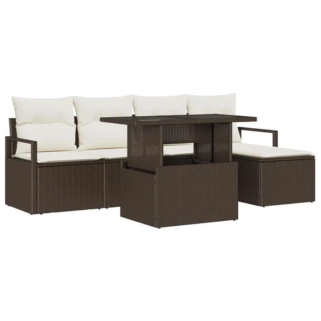 Set Divano da Giardino 6 pcs Marrone Poly Rattan 3357541