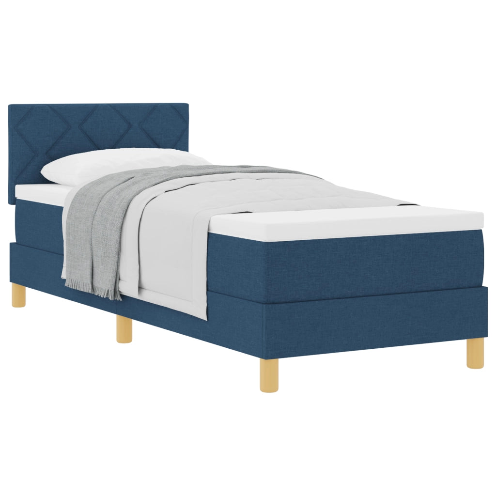 Letto Box Spring con Materasso Blu 80x200 cm Tessuto