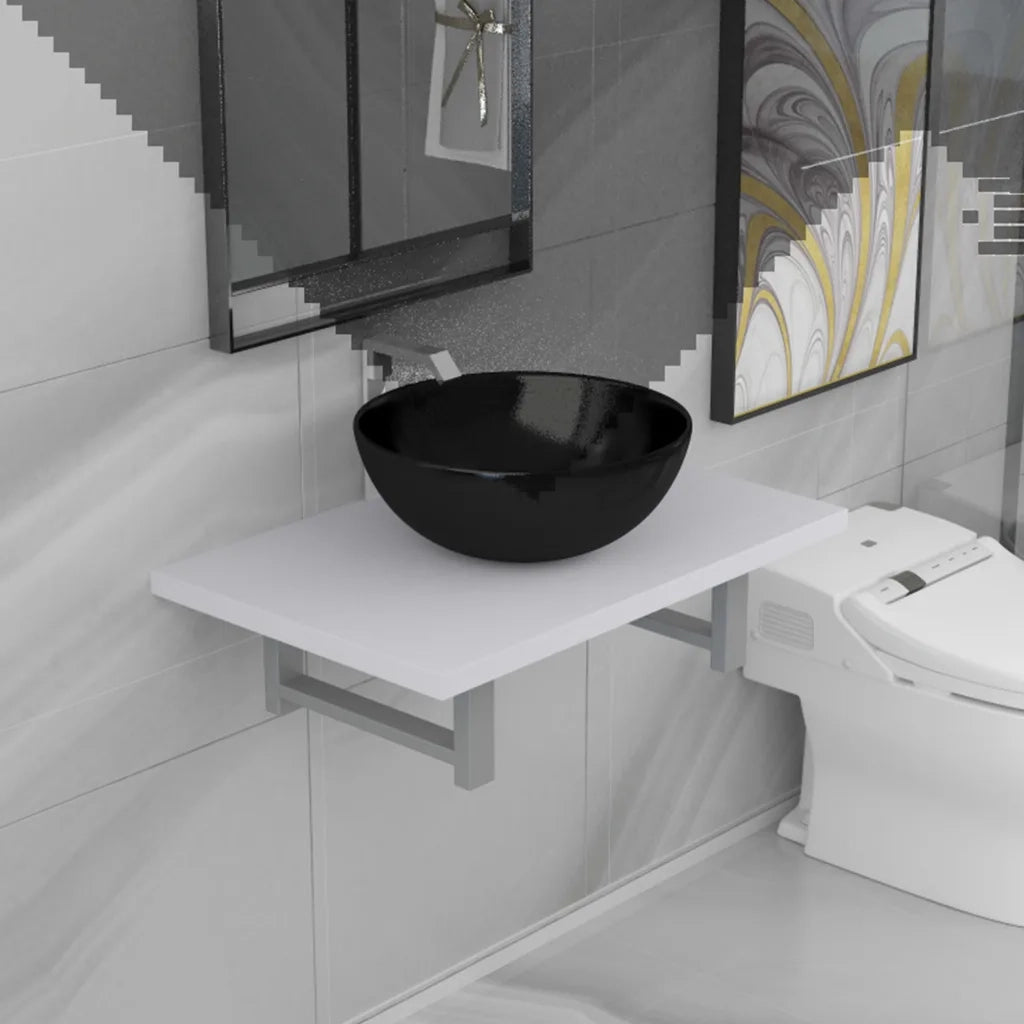 Set Mobili da Bagno | Armadio da bagno 2 pz Ceramica Bianco